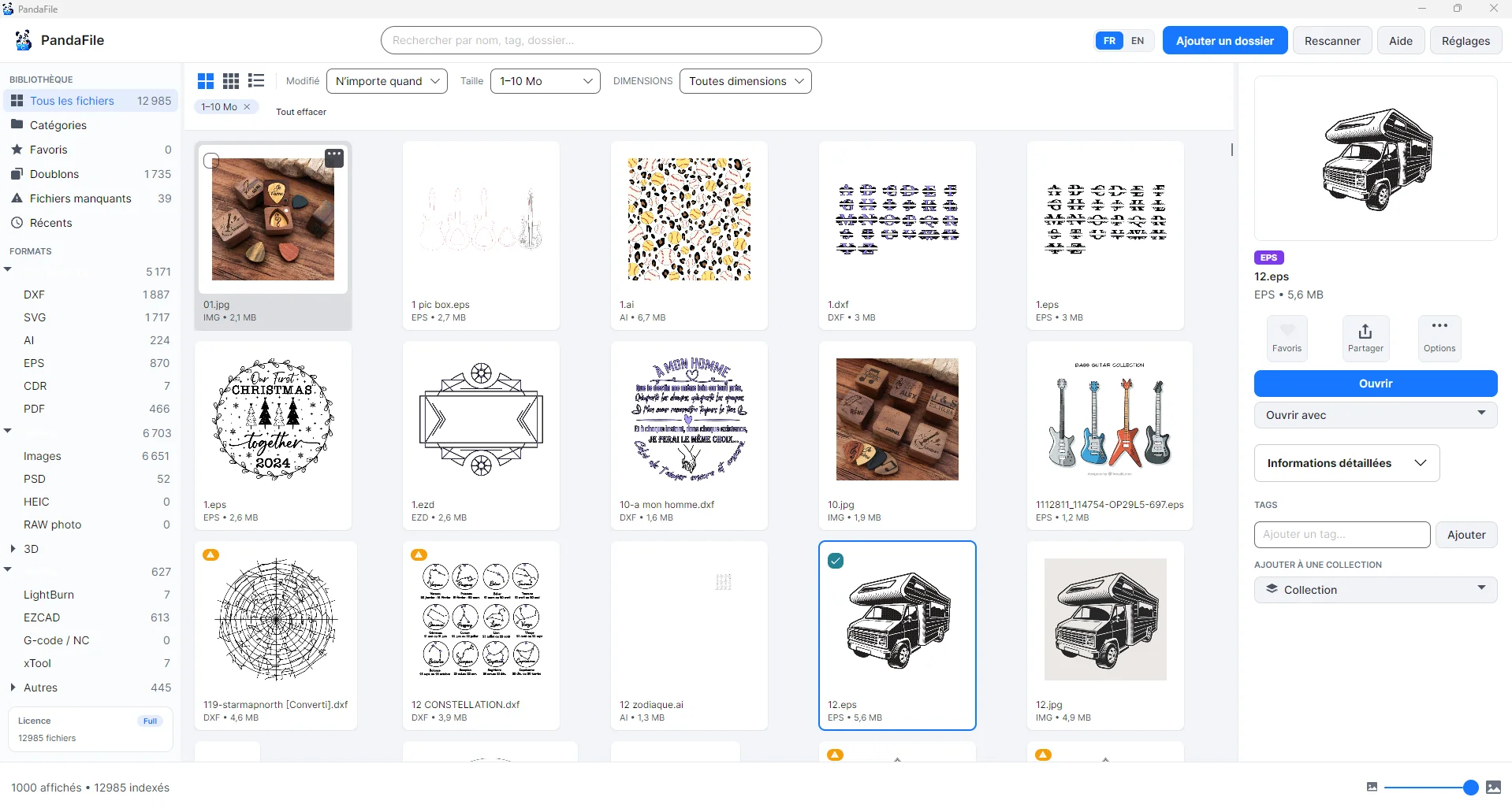 PandaFile's visual library